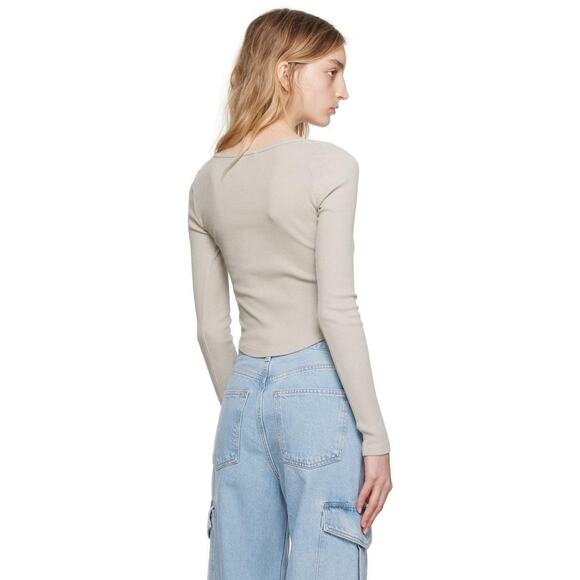 $118 New Agolde Ridley Rib Top - Rice Paper - Small - Picture 4 of 11